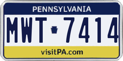 PA license plate MWT7414