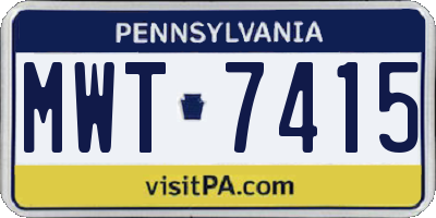PA license plate MWT7415