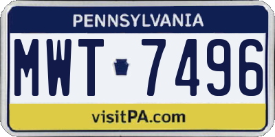 PA license plate MWT7496