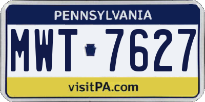 PA license plate MWT7627