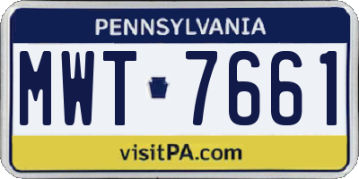 PA license plate MWT7661