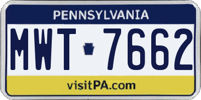 PA license plate MWT7662