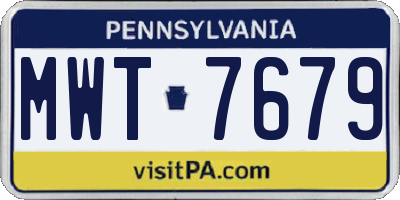 PA license plate MWT7679