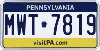 PA license plate MWT7819