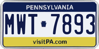 PA license plate MWT7893