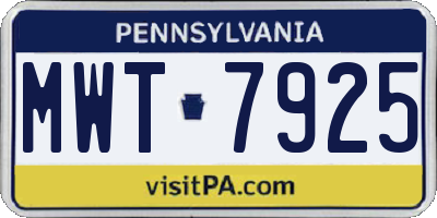 PA license plate MWT7925
