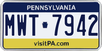 PA license plate MWT7942