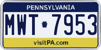PA license plate MWT7953