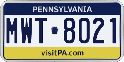 PA license plate MWT8021