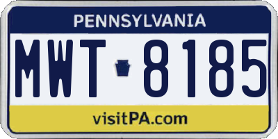 PA license plate MWT8185