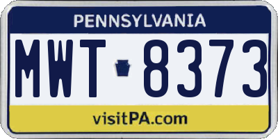 PA license plate MWT8373