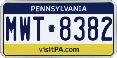 PA license plate MWT8382
