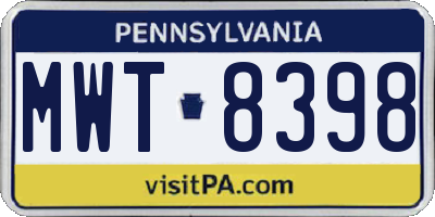 PA license plate MWT8398