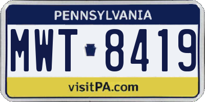 PA license plate MWT8419