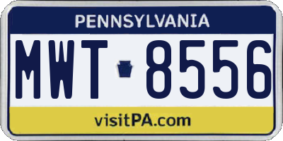 PA license plate MWT8556