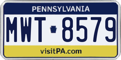 PA license plate MWT8579