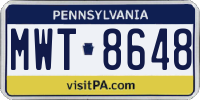 PA license plate MWT8648