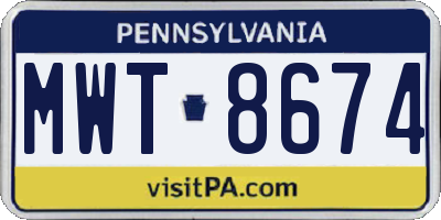 PA license plate MWT8674