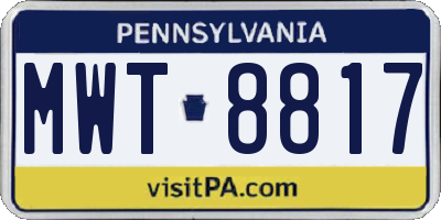 PA license plate MWT8817