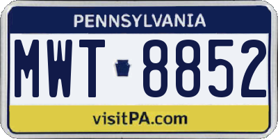 PA license plate MWT8852