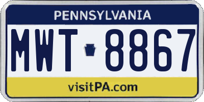 PA license plate MWT8867