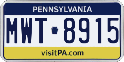 PA license plate MWT8915