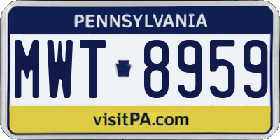 PA license plate MWT8959