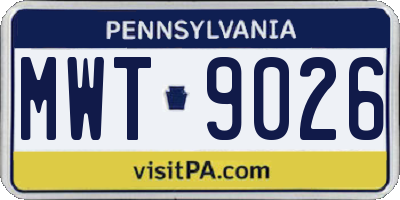 PA license plate MWT9026