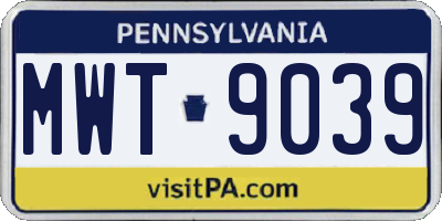 PA license plate MWT9039