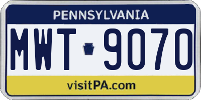 PA license plate MWT9070