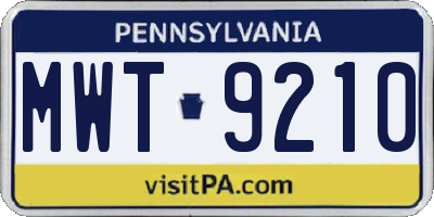 PA license plate MWT9210