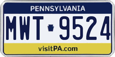 PA license plate MWT9524