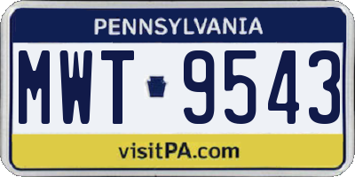 PA license plate MWT9543