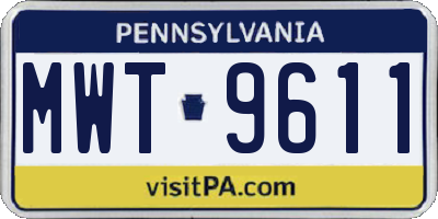 PA license plate MWT9611