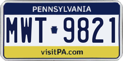 PA license plate MWT9821