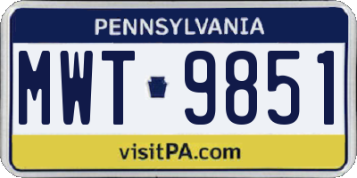 PA license plate MWT9851