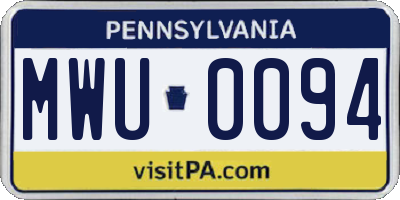 PA license plate MWU0094