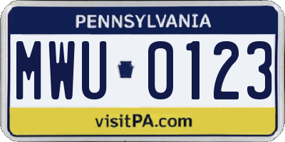 PA license plate MWU0123
