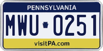 PA license plate MWU0251