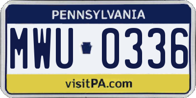 PA license plate MWU0336