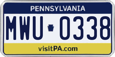 PA license plate MWU0338