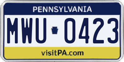 PA license plate MWU0423