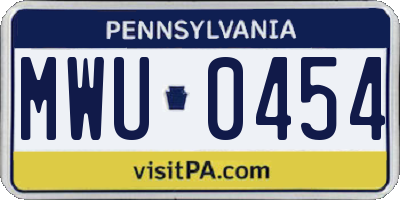 PA license plate MWU0454