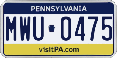 PA license plate MWU0475