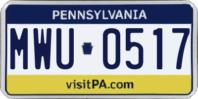 PA license plate MWU0517