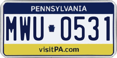 PA license plate MWU0531
