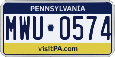 PA license plate MWU0574