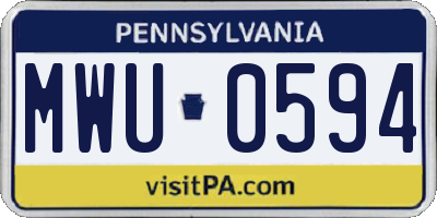 PA license plate MWU0594