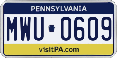 PA license plate MWU0609