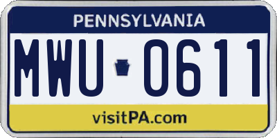 PA license plate MWU0611